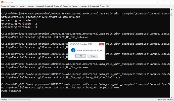 Parallel processing in SWAT-CUP premium